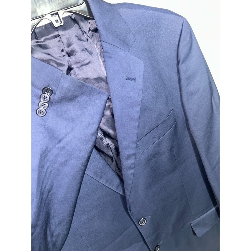 Joseph Abboud Marzotto 40L Sport Coat Blazer Solid Blue 100% Wool Made in USA
